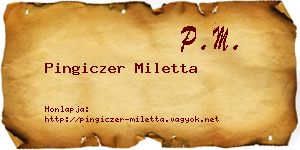 Pingiczer Miletta névjegykártya
